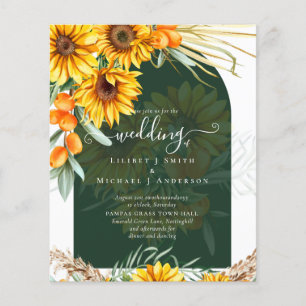 Flyer BUDGET Girassóis Pampas Grass Green BOHo Casamento