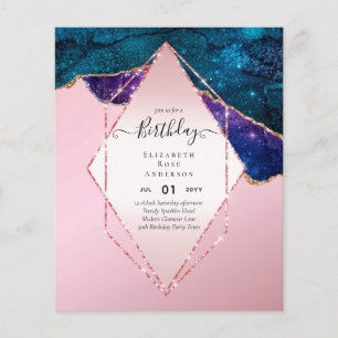 Flyer BUDGET Glitter Glam Foil Bonito Menina Qualquer Id