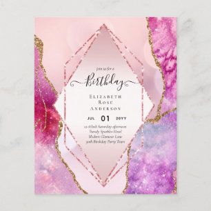 Flyer BUDGET Glitter Glam Foil Bonito Menina Qualquer Id