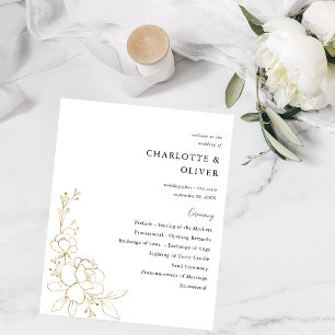 Flyer Budget Gold Lined Floral Wedding Ceremony