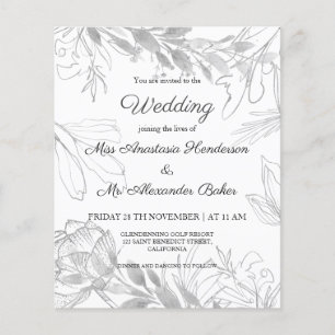 Flyer Budget/Greenery/Silver - Convite De Casamento. Fol