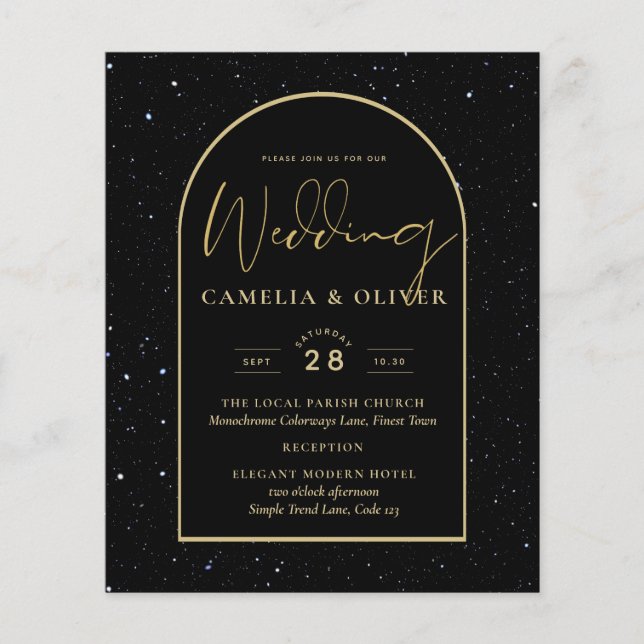 Flyer BUDGET Jet BLACK DOURADO Starry Night Convite de c (Frente)