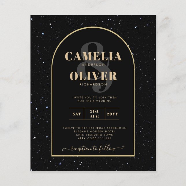Flyer BUDGET Jet BLACK DOURADO Starry Night Convite de c (Frente)