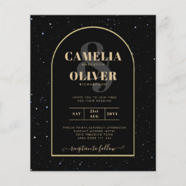 Flyer BUDGET Jet BLACK DOURADO Starry Night Convite de c