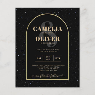 Flyer BUDGET Jet BLACK DOURADO Starry Night Convite de c
