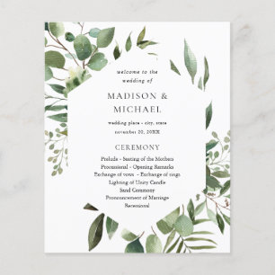 Flyer Budget Leaves & Eucalyptus Rustic Wedding Ceremony