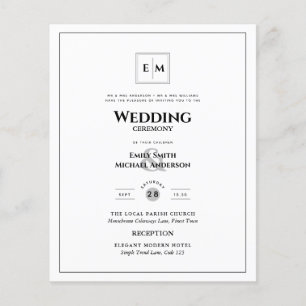 Flyer BUDGET Monograma Formal Casamento Branco All-in-1