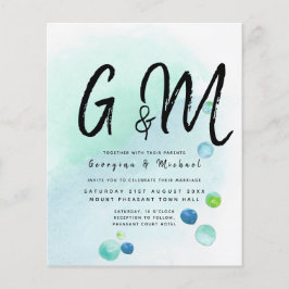 Flyer BUDGET Ocean Sea Glass Teal Blue Weding INV