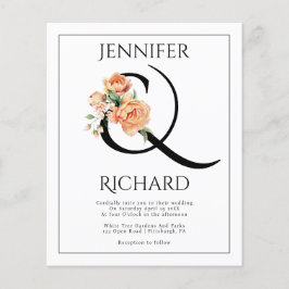 Flyer BUDGET Peach peões convite para casamento QR