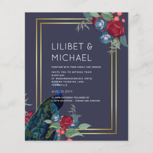 Flyer BUDGET Peacock Blue Burgundy Casamento outono de i