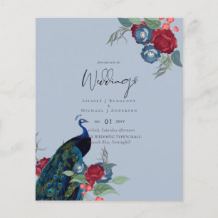 Flyer BUDGET Peacock Blue Burgundy Casamento outono de i