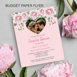 Flyer Budget photo heart pink couples shower Invitation