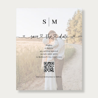 Flyer Budget Photo Heart Script Wedding Save the Date