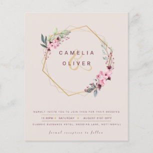 Flyer BUDGET Plum Floral Convite de casamento QR Code RS