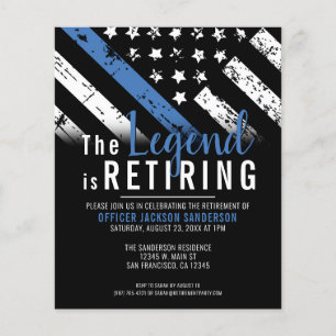 Flyer Budget Police Retirement Thin Blue Line Invitation