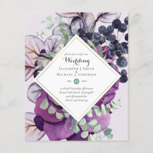 Flyer BUDGET Purple Blue Floral Casamentos