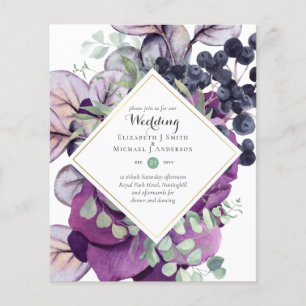 Flyer BUDGET Purple Blue Floral Casamentos