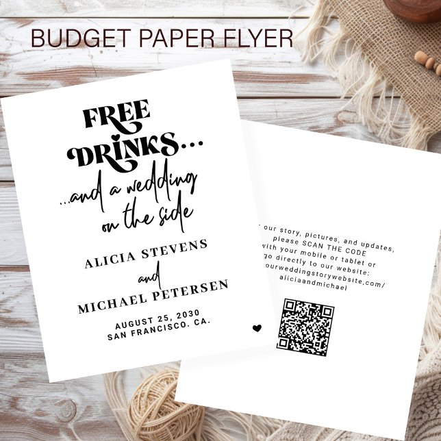 Flyer Budget QR code casual wedding save the date (Criador carregado)