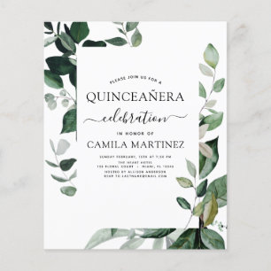 Flyer Budget Quinceanera Spring Botanical Greenery
