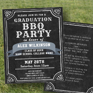 Flyer BUDGET Rustic Chalkboard Backyard BBQ Graduation