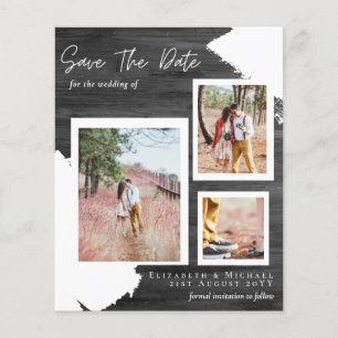 Flyer BUDGET RUSTIC SAVE the DATE Engagement Wood THIN