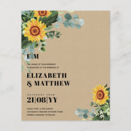 Flyer BUDGET Rustic Sunflower Texto Moderno Casamento