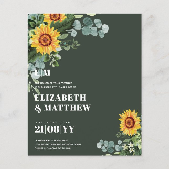 Flyer BUDGET Rustic Sunflower Texto Moderno Casamento (Frente)