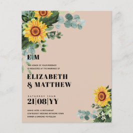 Flyer BUDGET Rustic Sunflower Texto Moderno Casamento