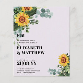 Flyer BUDGET Rustic Sunflower Texto Moderno Casamento