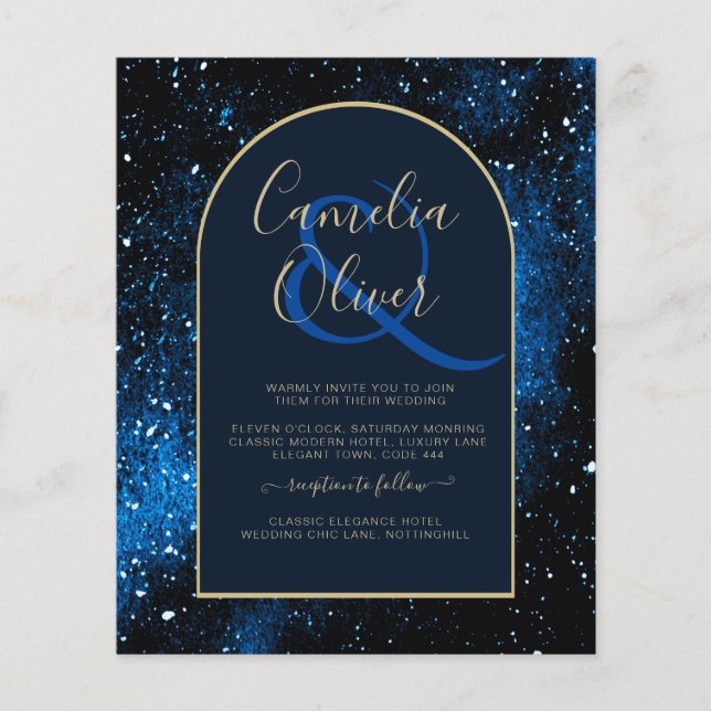 Flyer BUDGET Starry Night Marinho Blue Dourado Convite d (Frente)