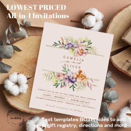 Flyer BUDGET Summer Floral Convite de casamento QR Códig