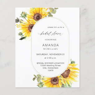 Flyer Budget Sunflower & Eucalyptus Floral Bridal Shower