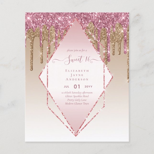 Flyer BUDGET SWEET16 Derrame de brilho (Frente)