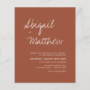 Flyer Budget Terracotta QR Code RSVP Wedding Invitation