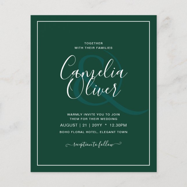 Flyer BUDGET Texto Monocromático Verde Esmeralda (Frente)