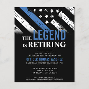 Flyer Budget Thin Blue Line Police Retirement Invitation