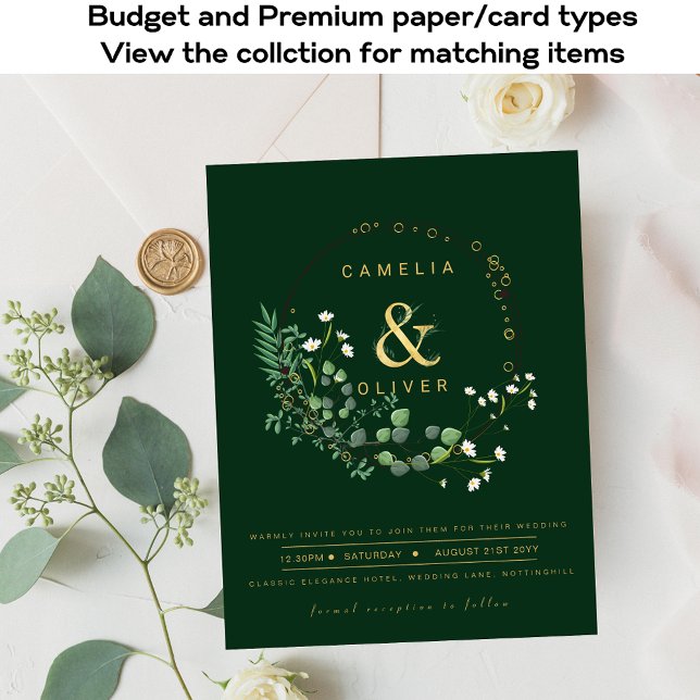 Flyer BUDGET Todos-em-1 Verde Dourada Wreath QR Code Cas (Criador carregado)