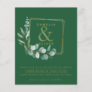 Flyer BUDGET Todos-em-1 Verde Dourada Wreath QR Code Cas