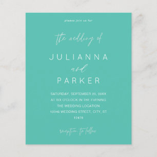 Flyer Budget Turquoise Green MOD Calligraphy Wedding