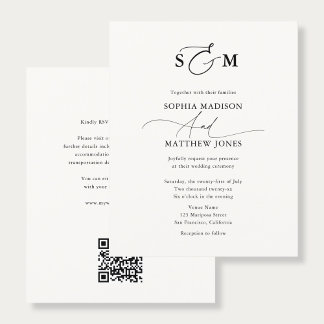 Flyer Budget Typography Monogram Wedding QR Code