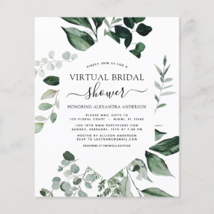 Flyer Budget Virtual Bridal Shower Greenery
