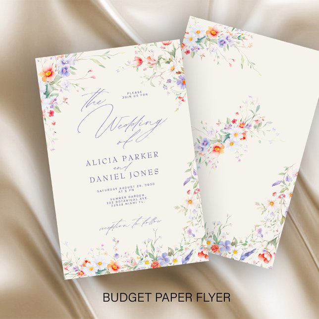 Flyer Budget watercolor floral wedding invitation (Criador carregado)