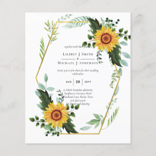 Flyer BUDGET Watercolor SUNFLOWERS Casamento verde