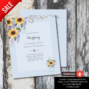 Flyer BUDGET WEDDING INVITATIONS - Rustic Sunflowers