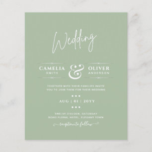 Flyer BUDGET Wedding Sage Apple Green Monochrome Text
