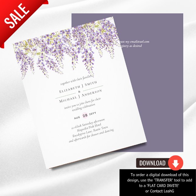 Flyer BUDGET Wisteria Purple Floral Convites de casament (Criador carregado)