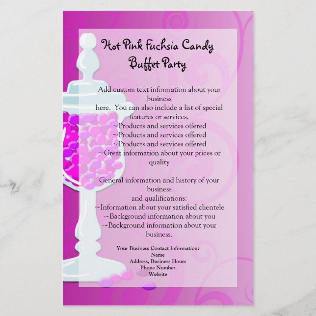 Flyer Buffet de doces fuchsia rosa quente (Frente)