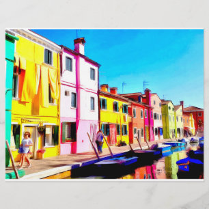 Flyer Burano, pintura aquosa de Veneza