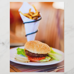 Flyer Burger e batatas fritas