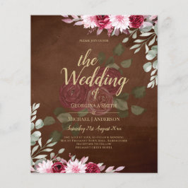 Flyer Burgundy Brown Floral Winter Casamento outono Invi